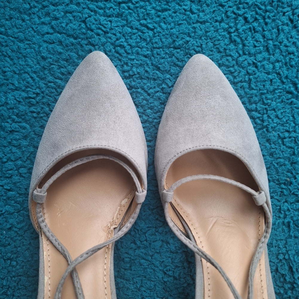 JustFab | Women's Gray Suede Lace Up Heels size 8.5 - Picture 4 of 17